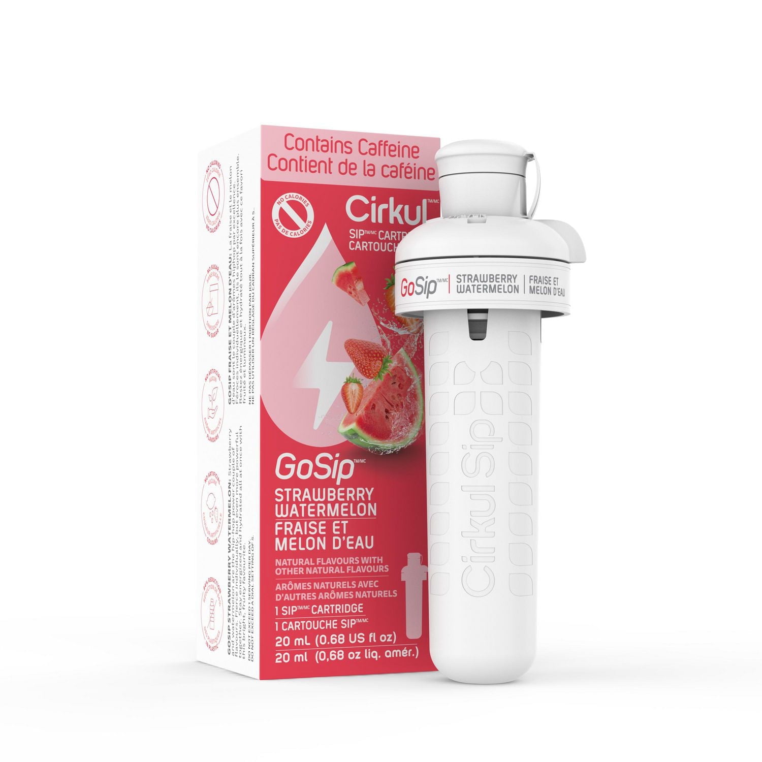 Cirkul GoSip Aromatisant d’eau à saveur de Fraise-Melon d’eau, paquet d’un cartouche CKL Fraise Et Melon