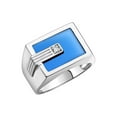 thumbnail image 3 of RYLOS Men's Rings 14K White Gold Ring With Diamonds and Blue Quartz Set in Designer Nugget Style Rings For Men Size 12, 3 of 7