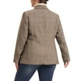 thumbnail image 4 of DARING DIVA Women's Plus Plaid Lapel Jacket Work Single Breasted Blazers Brown 2X, 4 of 6