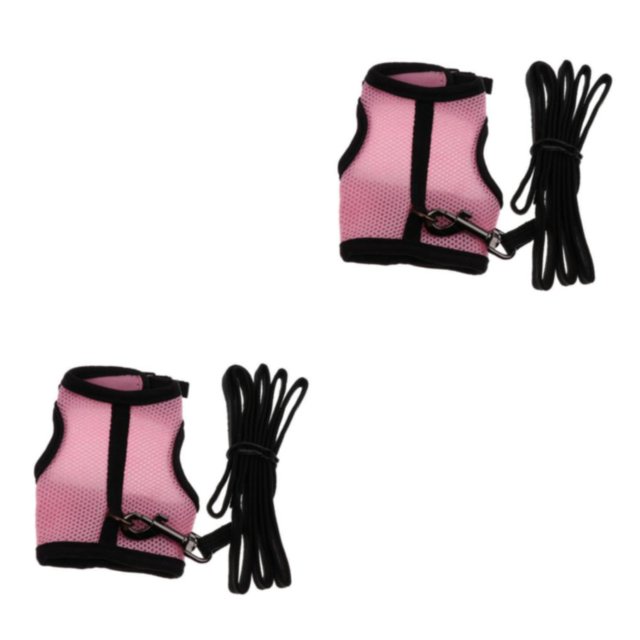 Greeniant Hamster Rabbit Guinea Pig Rat Ferret Mesh Breathable Harness eash Rosa L 2piezas