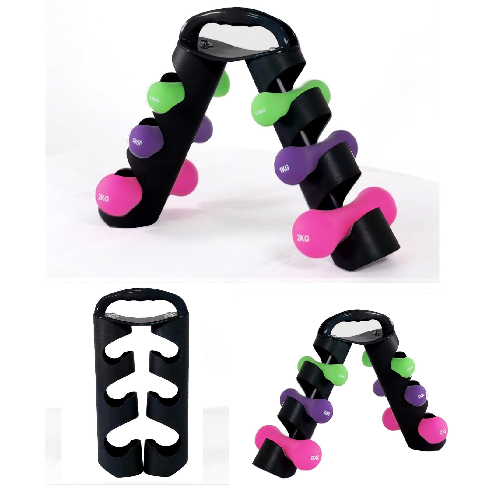 Rotatable and Foldable Dumbbell Storage Rack with Six Holes for Home Gym Vertical Rack and Adjustable Dumbbells for Organized Strength Training