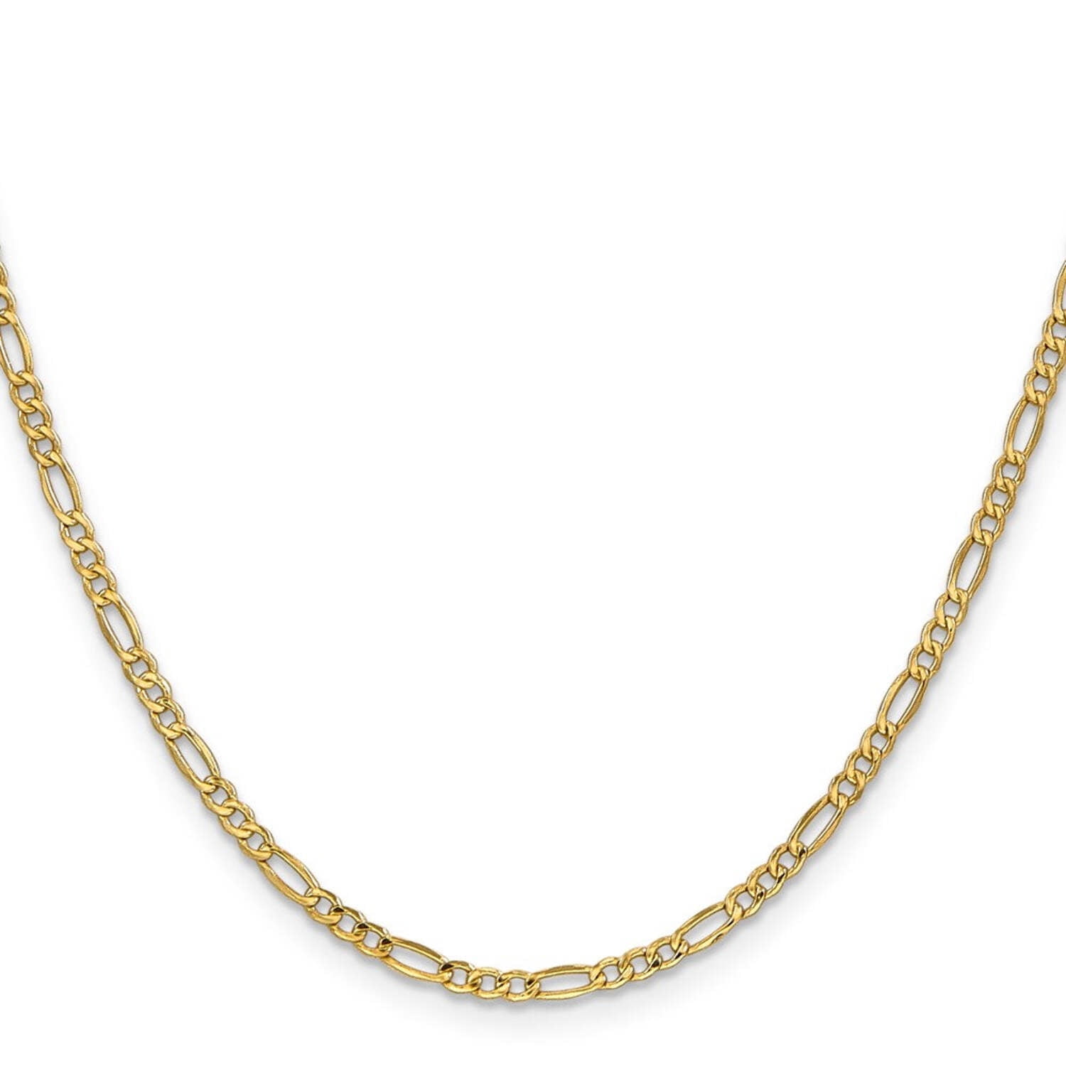 14k Yellow Gold 2.50mm Lightweight Figaro Chain Necklace, 8" - 28"