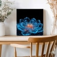 thumbnail image 2 of Framed Canvas Wall Art for Living Room Blue Floral Wall Decor, Abstract Luminescent Flowers Aesthetic Paintings for Bedroom Office Kitchen Bathroom, Ready to Hang Artwork Wall Pictures 8x8 Inch, 2 of 9
