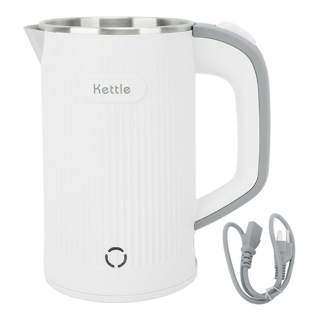 Electric Tea Kettle Auto Shut Off Boil Dry Protection Stainless Steel Water Boiler Kettle for Travel 800ml White US Plug 110V 60HZ