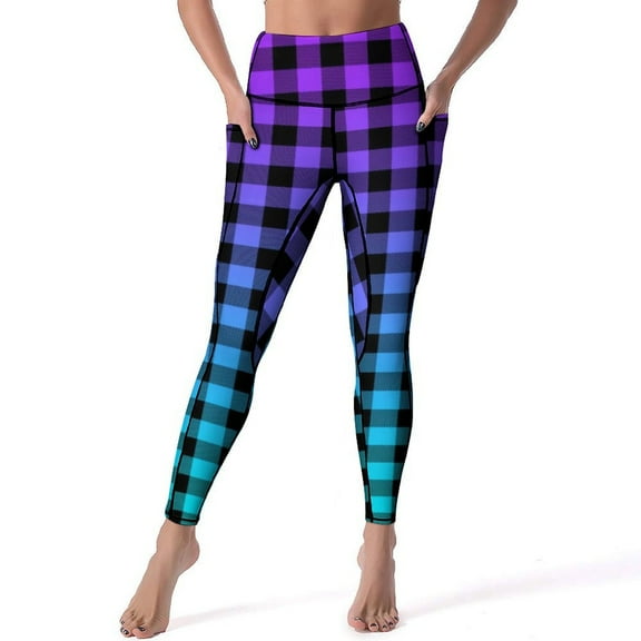 2025 Leggins Gym Fitness Stretch Tights Sports Yoga Sweet Up Push Leggings Print Lines Pockets Pants Yoga Plaid White And Green