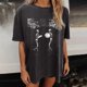 thumbnail image 4 of Moda Mujer Damas Cayó Hombro Mangas Impresión suelta Manga corta Top Pullover Tops Pompotops hfajkhk139544, 4 of 8