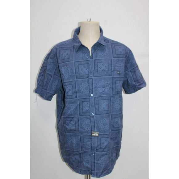 Hurley Mens Chambray Strech Shirt, Stone Blue, X-Large