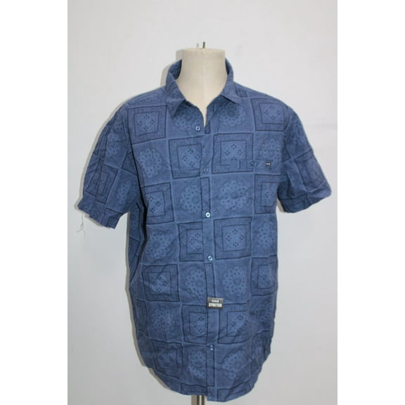 Hurley Mens Chambray Strech Shirt, Stone Blue, Large