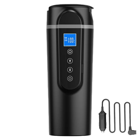 

verlacod 12V 24V Car Heating Cup 420ML Smart Temperature Control Heating Coffee Mug with Anti-spill Lid Portable Electric Heated Travel Mug for Coffee Teas Camping Black large screen