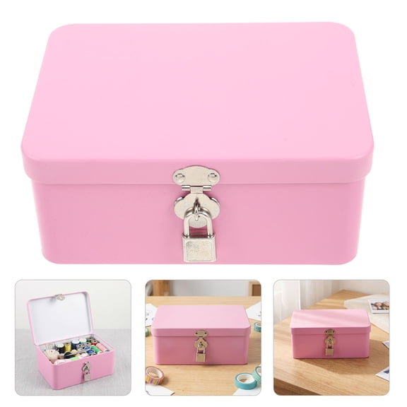 LOLIPPYY Retro Metal Storage Box with Lock, Vintage Tinplate Keepsake Organizer for Home and Office