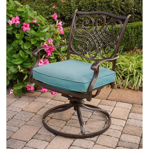 Hanover Traditions 9-Piece Aluminum Outdoor Dining Set, Blue