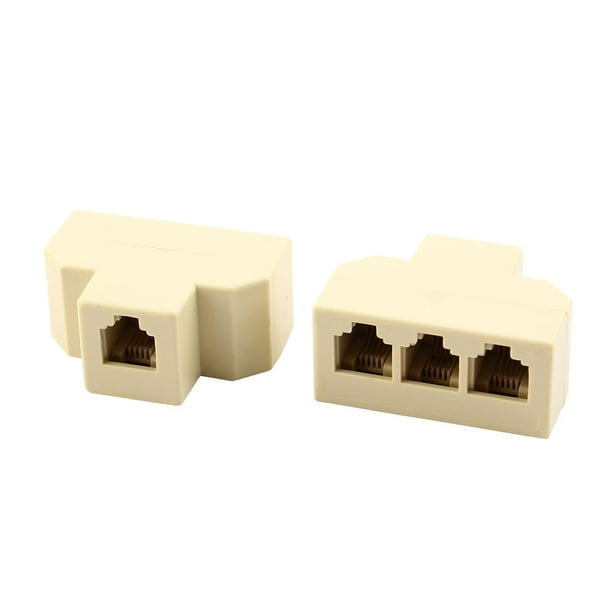 Plastic RJ11 1 to 3 Female Telephone Cable Line Modular Connector Splitter 2pcs