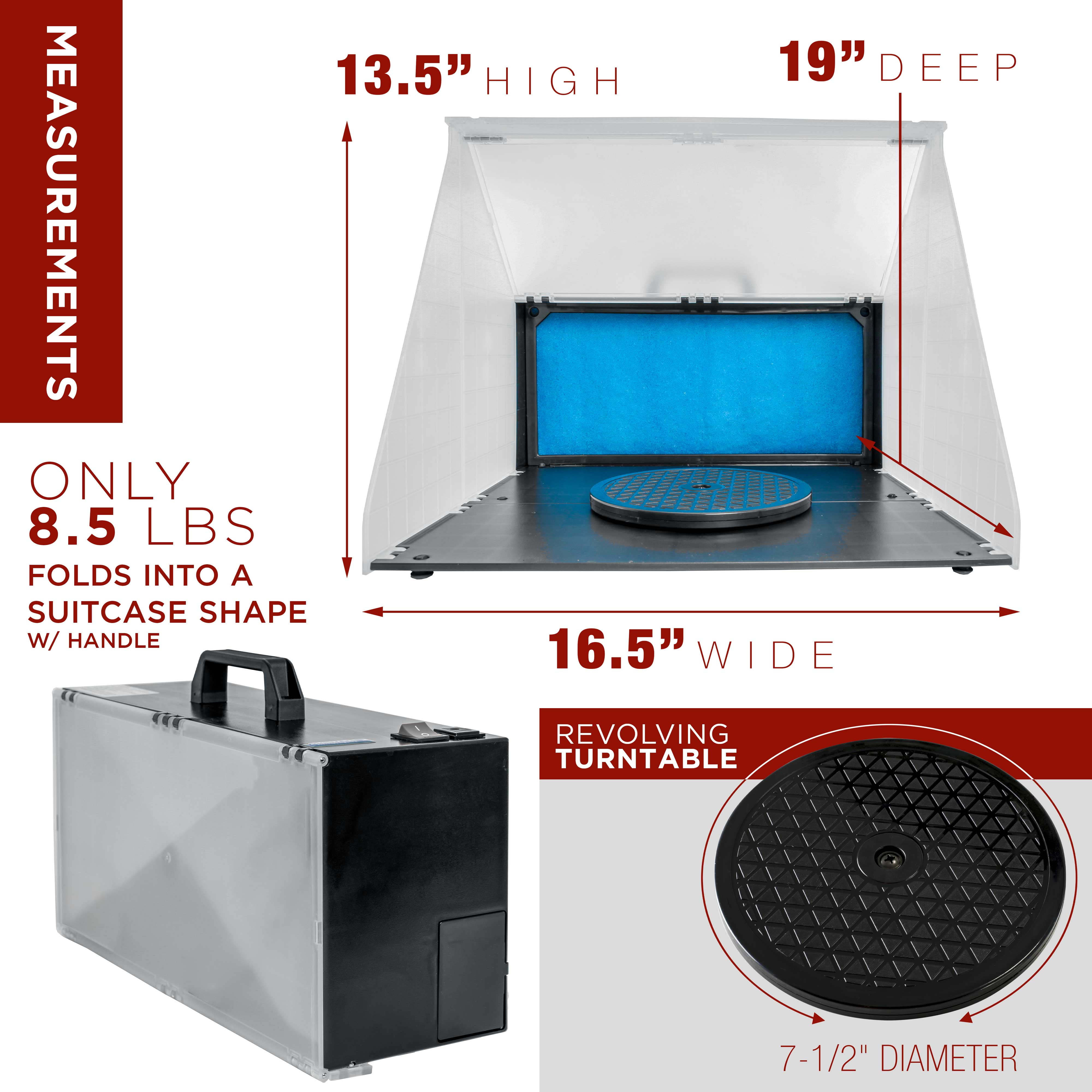 Portable Hobby Airbrush Paint Spray Booth Kit Exhaust Filter Extractor Set Model