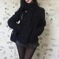 thumbnail image 5 of Peacoat Womens Coat Winter Coats Loose Casual Short Jacket Outwear Button down High Neck Short Pea Coats with Pockets Grey S by Duoif, 5 of 8