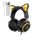 thumbnail image 1 of Auriculares De Música Audífonos para colocar sobre las orejas luminosos para juegos con micrófono (Negro 3.5+USB), 1 of 9