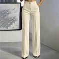thumbnail image 3 of HomeDM Wide Leg Dress Pants Women's High Waisted Waffle Knit Business Trousers Khaki Elegant Work Bottoms for Casual Size 3XL, 3 of 8