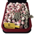 thumbnail image 2 of Rosario elegante elegantmedical con cuentas rosa veluriyam y medallas cruz e Italia, 2 of 9