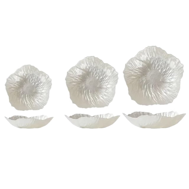 Juego de 3 fruteros de cristal decorativos en forma de flor (grande, mediano y pequeño), plato antideslizante for dulces