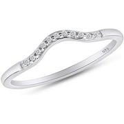 SHREE JEWELS Round Cut White Diamond White Curved Wedding Band Ring Sterling Silver 925