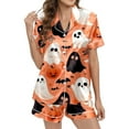 thumbnail image 2 of Halloween Pajamas Women 2 Piece Silk Pjs Women Halloween Button Down Short Sets For Women Womens Loungewear Cute Pj Sets Woman, 2 of 6