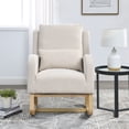 thumbnail image 3 of 27.5 "W Nursery Rocking Chairs, Modern Accent High Back Glider Chair with 1 Lumbar Pillow and 2 Side Pockets, Rocker Armchair for Living Room Bedroom, Beige, 3 of 9