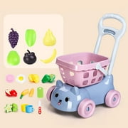 Detachable Shopping Cart Toy Set Pretend Game Simulation Fruits Kitchen Grocery