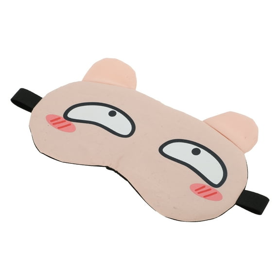 Unique Bargains 1 Pc Pink Cartoon Smug Expression Sleep Mask Soft Eye Shade Cover for Travel for Rest