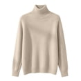 thumbnail image 3 of HOSIA Turtleneck Sweater for Women Oversized Ribbed Knit Long Sleeve Base Layer Pullover Tops Casual Lightweight Fall Winter Warm Sweater Business Casual Work Airport Travel Outfits Beige L, 3 of 5
