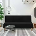 thumbnail image 3 of SHANNA Stretch Velvet Sofa Slipcover Thick Armless Sofa Bed Cover Futon Slipcover Protector, Black, 3 of 8