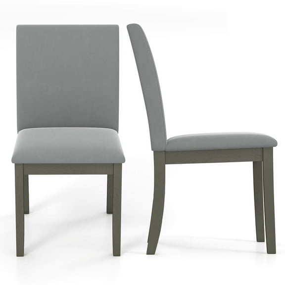 Costway Upholstered Dining Chairs Set of 2 with Rubber Wood Legs Padded Seat & High Back