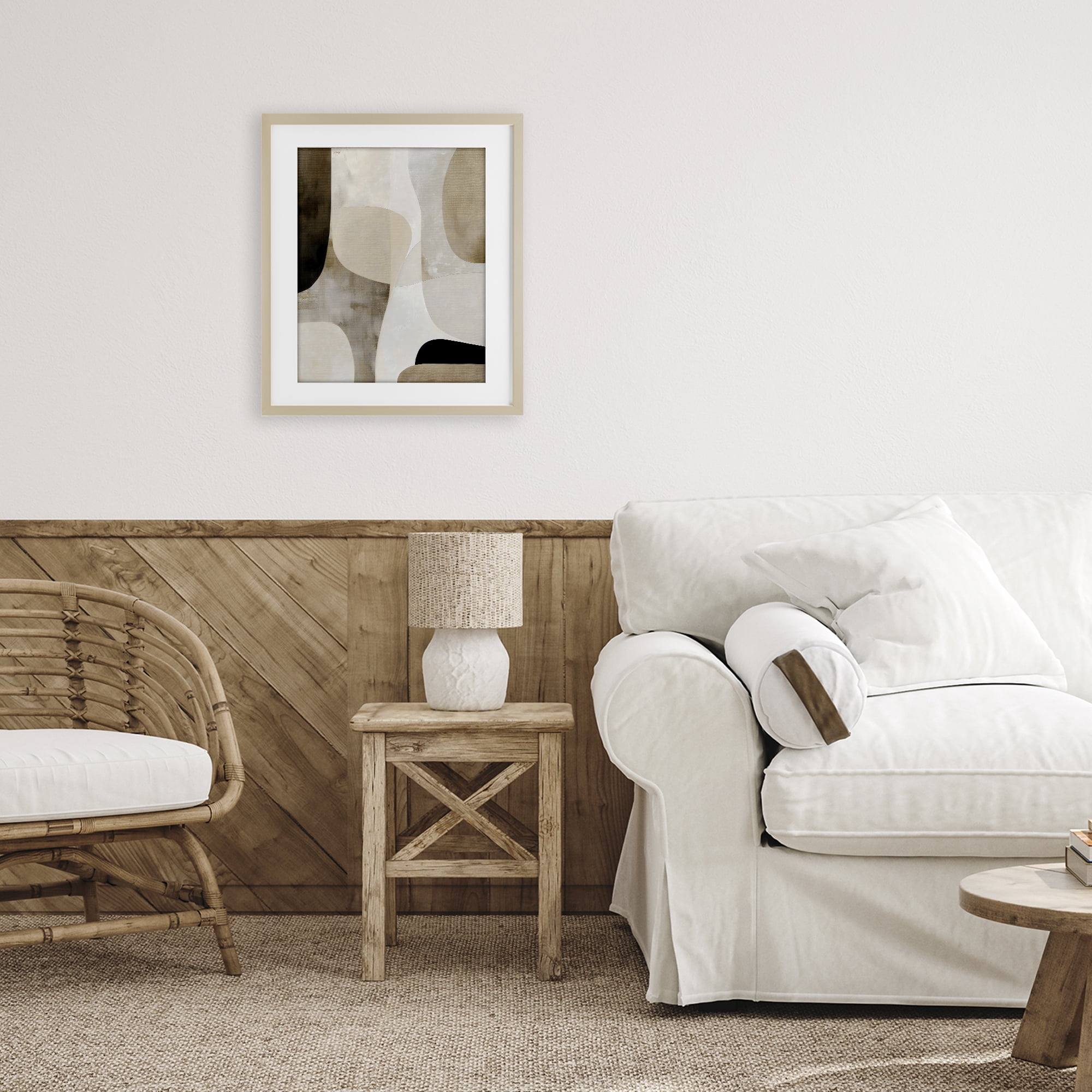 Stupell Industries Tan Shapes Organic Balance Birch Framed Print Under Glass, design by Ink Drop Loft