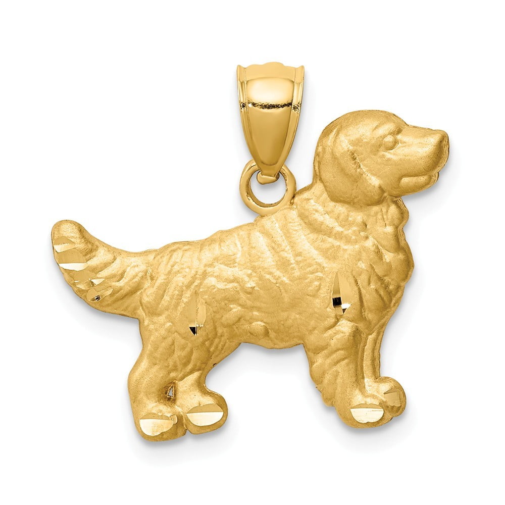 Jewelry 14k Engravable Golden Retriever Pendant Necklace Jewelry