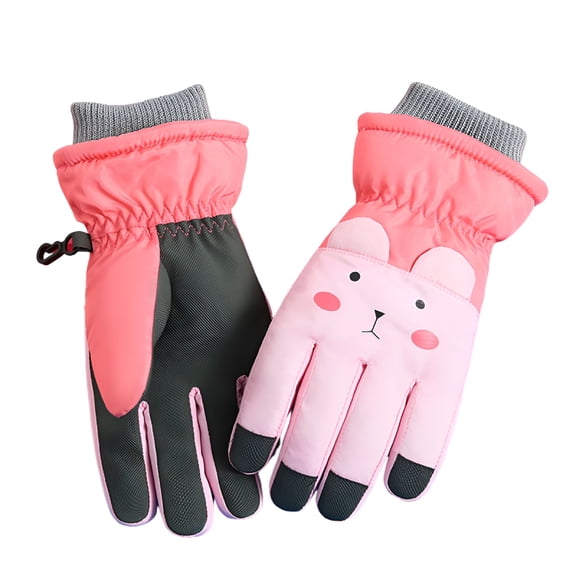 TELOLY Kids Winter Snow Mittens Waterproof Warm Ski Gloves Unisex Gloves for Cold Weather Children,3-5 Years Old