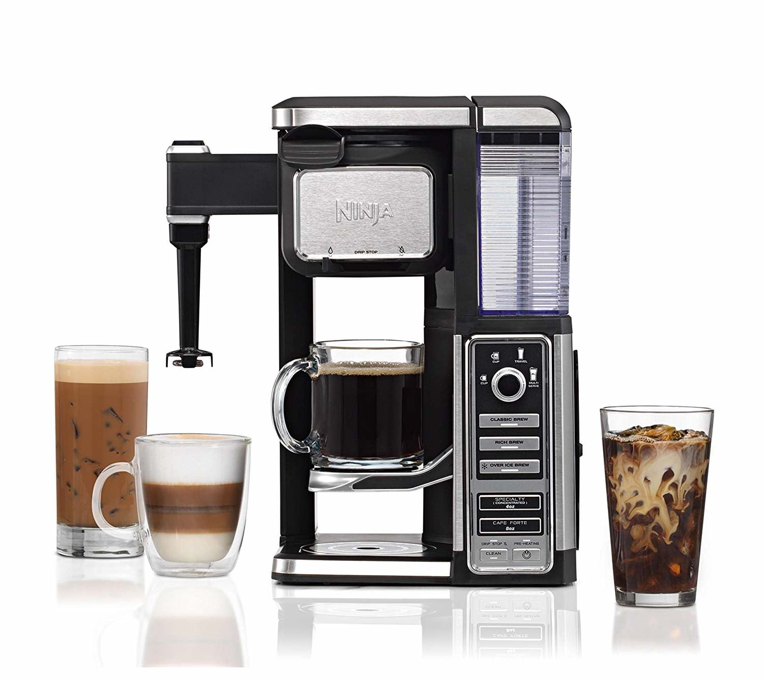 Restored Ninja SingleServe, PodFree Coffee Maker Bar with Hot and Iced