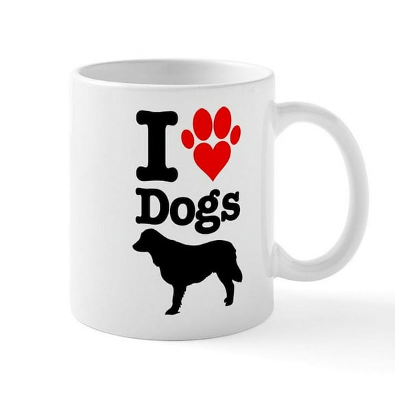 CafePress - I Heart Dogs Mug - 11 oz Ceramic Mug - Novelty Coffee Tea Cup