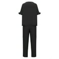 thumbnail image 7 of Women’s Solid 2 Piece Outfit Ruffle Short Sleeve Crewneck Pullover Tops and Loose Tapered Pants Lounge Sets with Pockets, 7 of 7