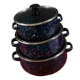 thumbnail image 4 of 3 piezas Sockpot de esmalte con utensilios de cocina de tapa fácil de limpiar la olla de alimento portátil reutilizable para cocina para bodas para el azul, 4 of 8