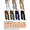 thumbnail image 4 of Sexy Dance Women's High Waist Wide Leg Cargo Pants with Pockets, Solid Color White, M, 4 of 4