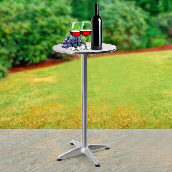 SSyao Round Cocktail Bar Table Metal Base Tall Bistro Pub Table Adjustable Height