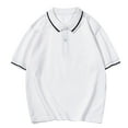 thumbnail image 4 of Linfrsh Boys Classic Short Sleeve Polo Shirt Cute Clothes for Girls Summer Solid School Uniform Shirts Casual Button Collared Cotton Clothes(White,10-11 T), 4 of 4