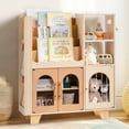 thumbnail image 2 of Robud Kids Wooden Bookshelf, All-in-1 Kids Toy Storage Organizer, 6 Cubby Bookcases Toy Chest Finish Space-Saving for Playroom & Bedroom, Caramel, 2 of 5