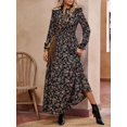 thumbnail image 3 of Black Ditsy Floral Maxi Dress With Ruffle Trim And Tie Neck, 3 of 21