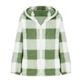 thumbnail image 3 of Women 2025 Plaid Shacket Jacket Zip Up Flannel Long Sleeve Baggy Outerwear Coat Lightweight Trendy Checkered, 3 of 4