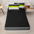 thumbnail image 4 of Erosebridal Simple Color Stripe Zipper Queen Comforter Set with Fitted Sheet and 2 Pillowcases,Abstract Geometric Line Zipper Bedding Set For Girls,Black Reversible,4 Pieces, 4 of 7