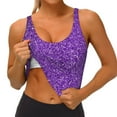 thumbnail image 4 of Vsdgher Glitter Purple Print Women Sleeveless Athletic Tank Top Built-in Bra Camisole Sports Vest for Yoga Running Fitness Exercise with Removable Pads, 4 of 8