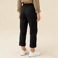 thumbnail image 6 of Kids Capri Pants Linen Button Down Elastic Waist Straight Leg Pant Summer Casual Comfy Clothes With Pockets (11-12 Years, Black), 6 of 8