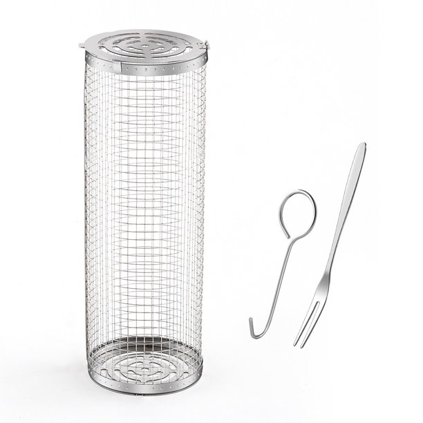 Cesta para barbacoa Cesta para parrilla Cesta para barbacoa para carne Verdura (L con gancho y tenedor) Ehuebsd Libre de BPA