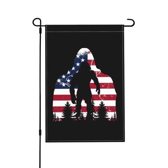 TEQUAN Big Foot American Flag Garden Flags, 18 x 12 inch Double Sided Linen Outdoor Flag for Holiday Farmhouse Yard Home Decor