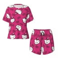 thumbnail image 4 of Pyjama Personnalisé pour Femmes avec Nœud Rose, Anime Animé Hello Kitty, Manches Courtes, Vêtements de Nuit, 2 Pcs, Fille, 4 of 7