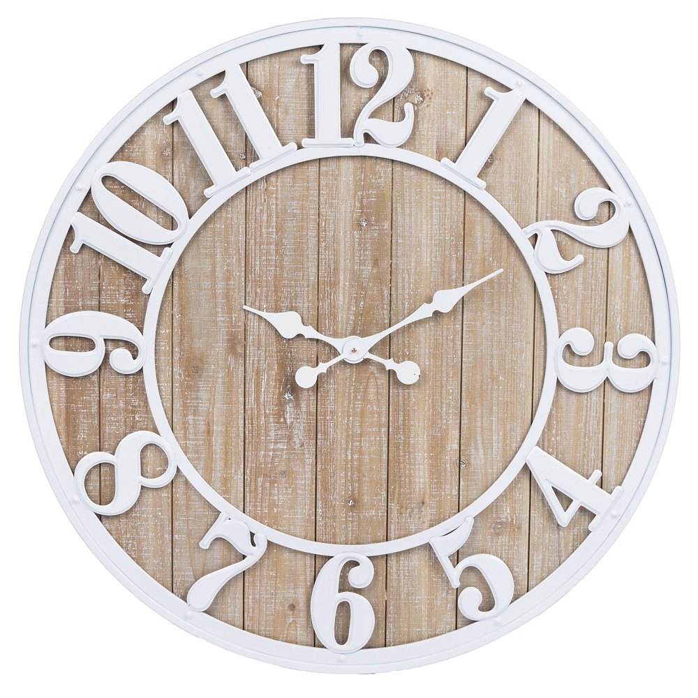 CBK Natural Wood Wall Clock With White Enamel Numbers 168519 Walmart